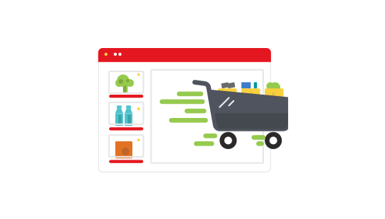 Shopping cart with pickup, delivery and in-store options shown